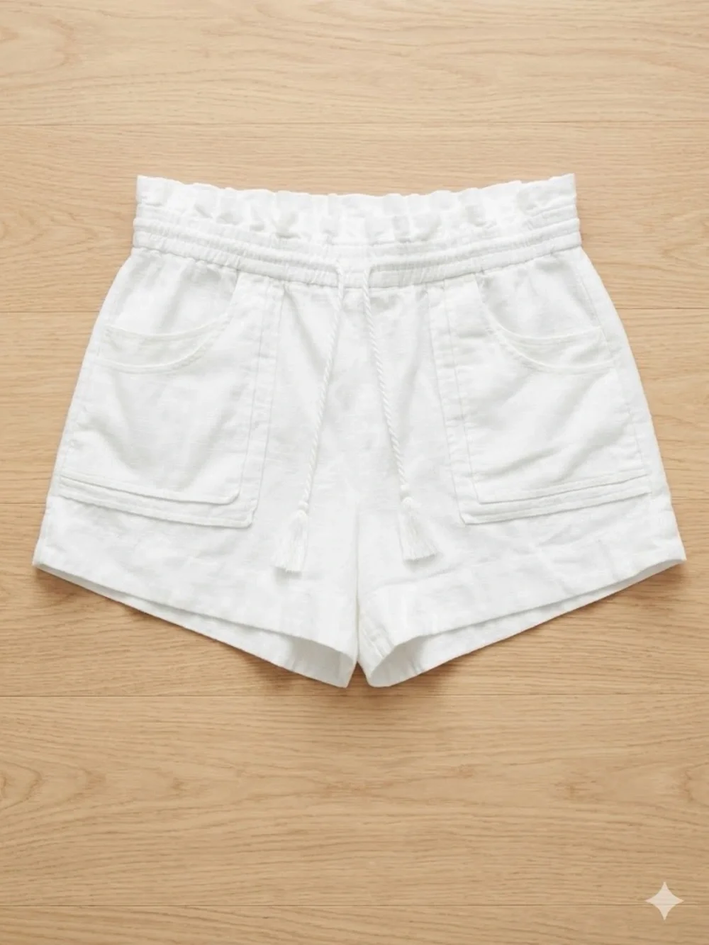 House of Harlow 1960 Linen Blend White Drawstring Shorts XL Beach Vacation - Picture 1 of 3